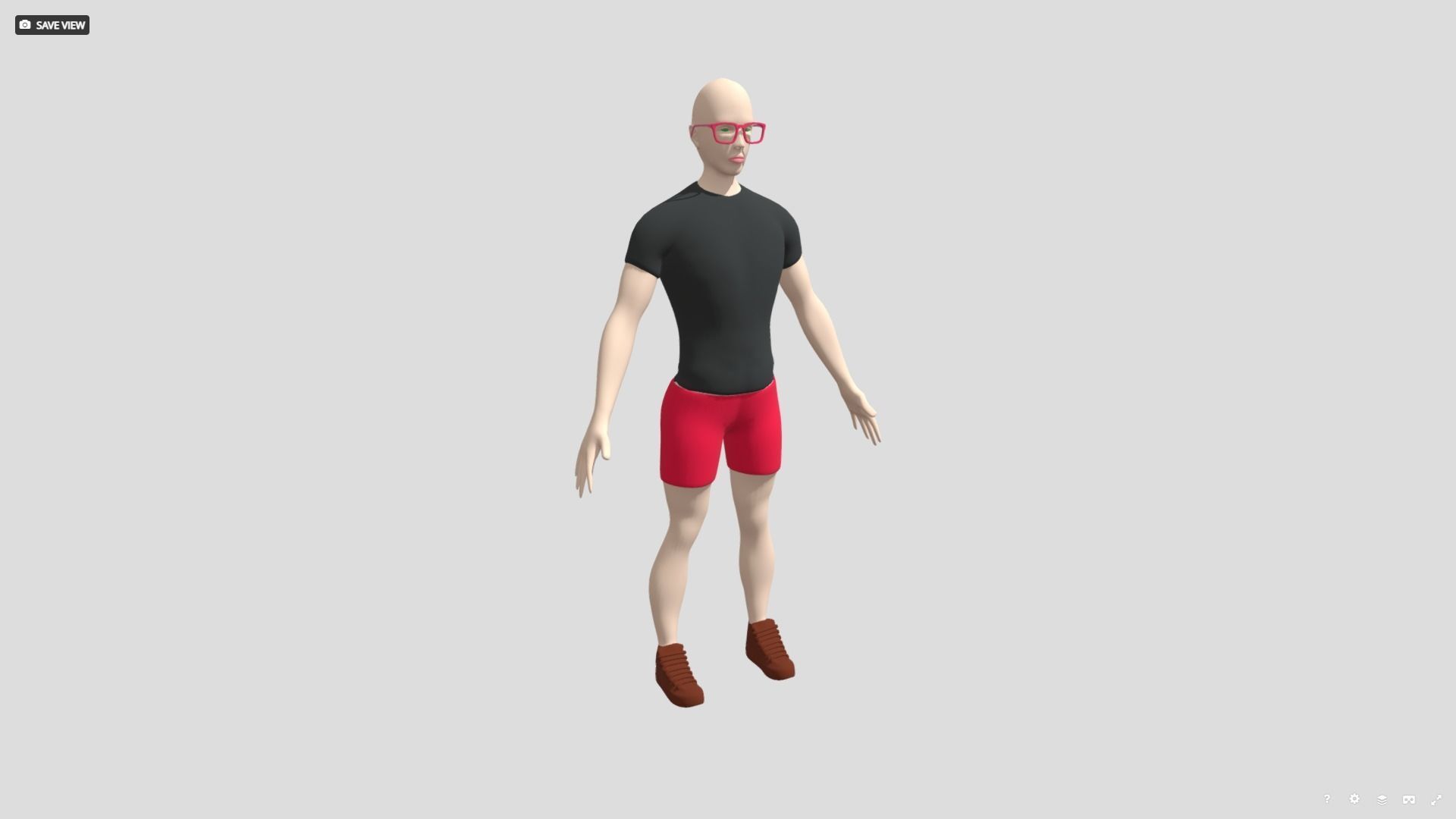 Male Model man shorts Free 3D model_4