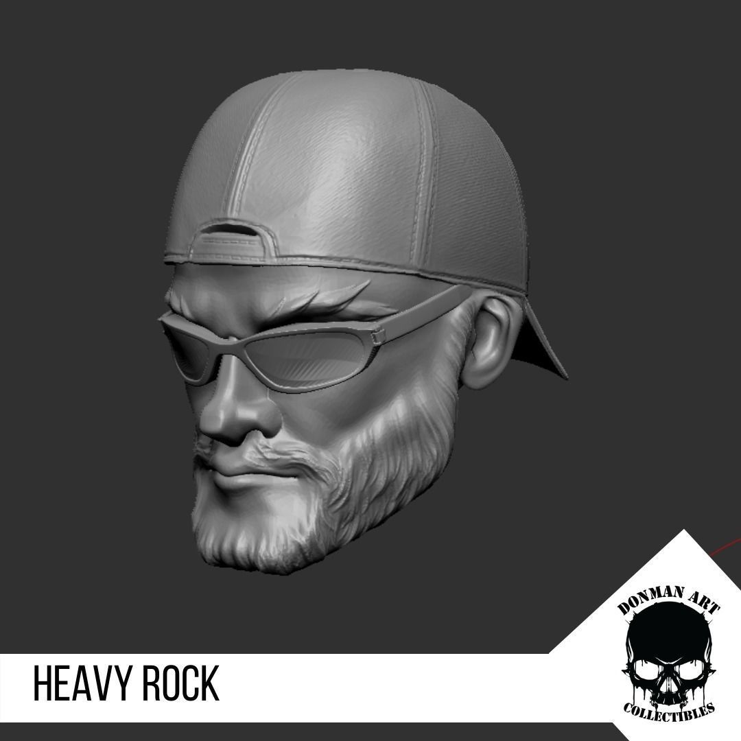 Heavy Rock Head for 6 inch action figures 3D print model_16