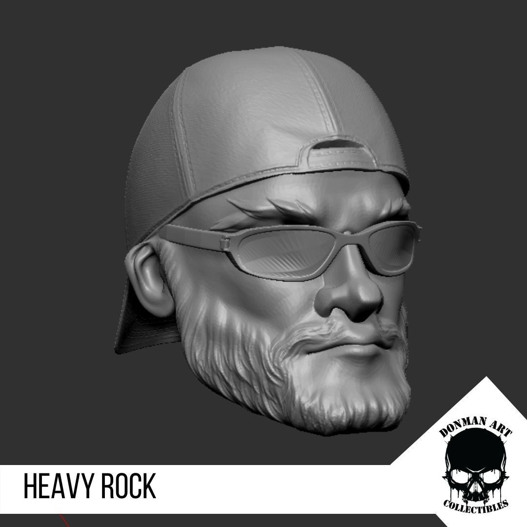 Heavy Rock Head for 6 inch action figures 3D print model_12