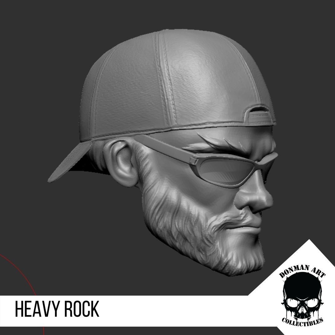 Heavy Rock Head for 6 inch action figures 3D print model_10