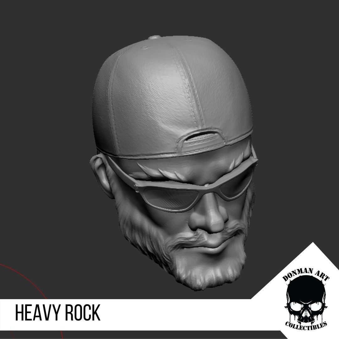 Heavy Rock Head for 6 inch action figures 3D print model_4
