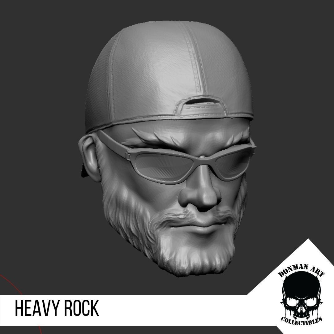 Heavy Rock Head for 6 inch action figures 3D print model_7