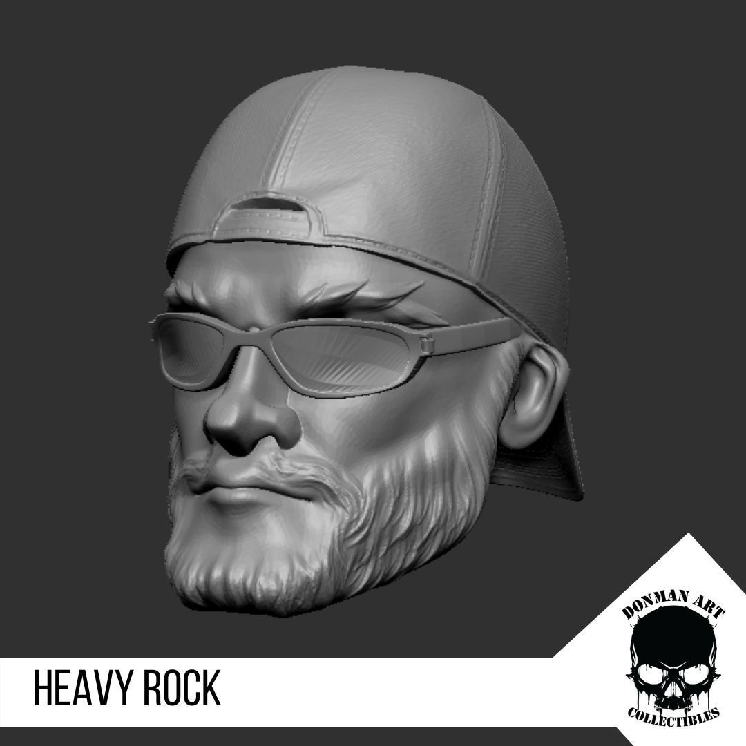 Heavy Rock Head for 6 inch action figures 3D print model_5