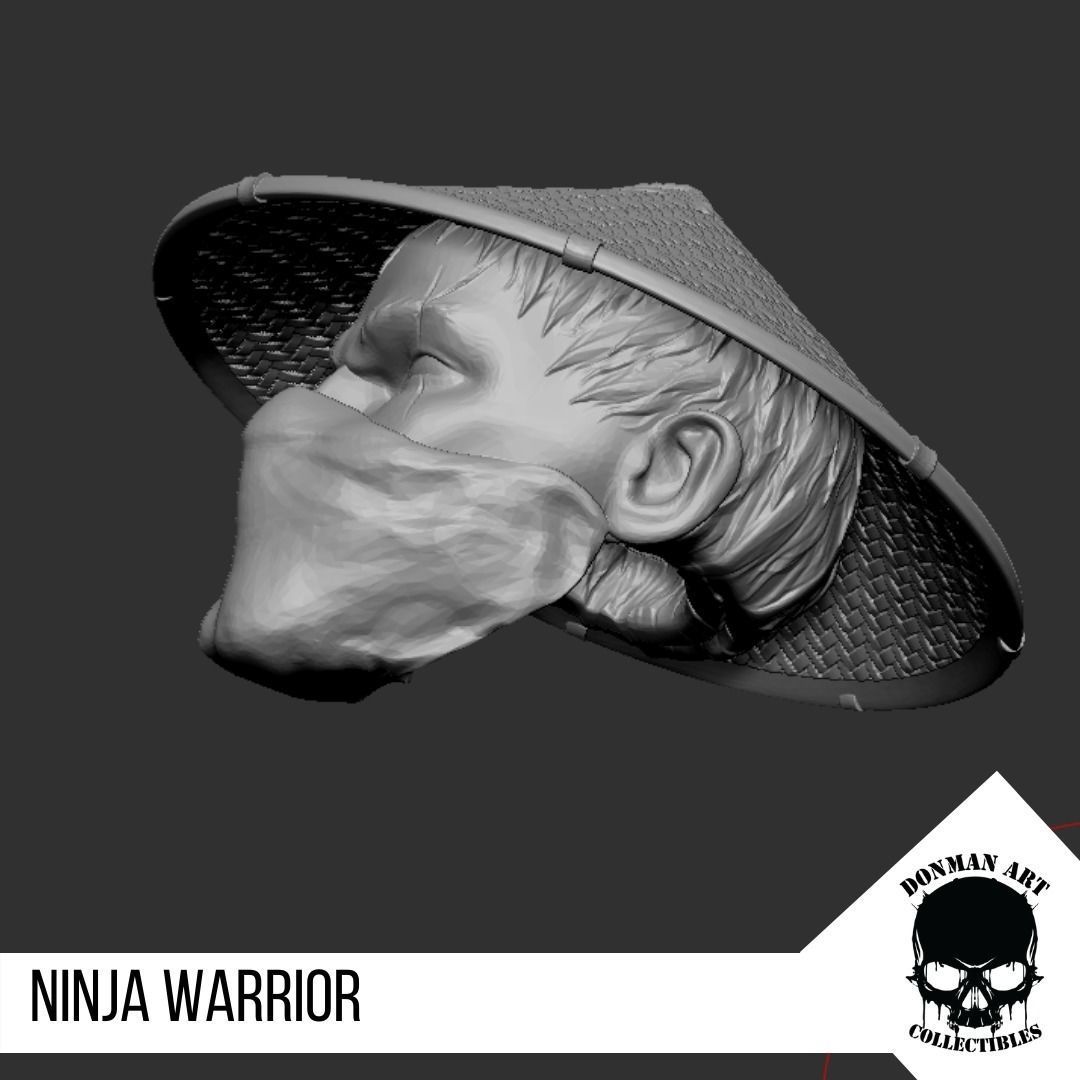 Ninja Warrior Head for 6 inch action figures 3D print model_8