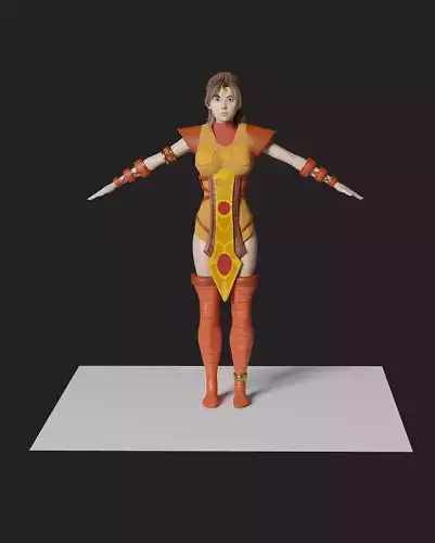 Female Fantasy Fighter Game Ready PBR character