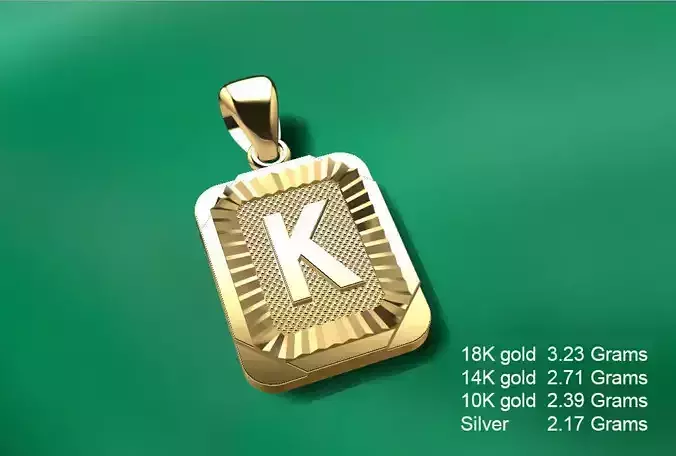 Pendant K sterling silver with letter