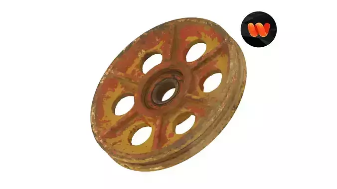 Old Rusted Pulley Wheel Raw Scanned
