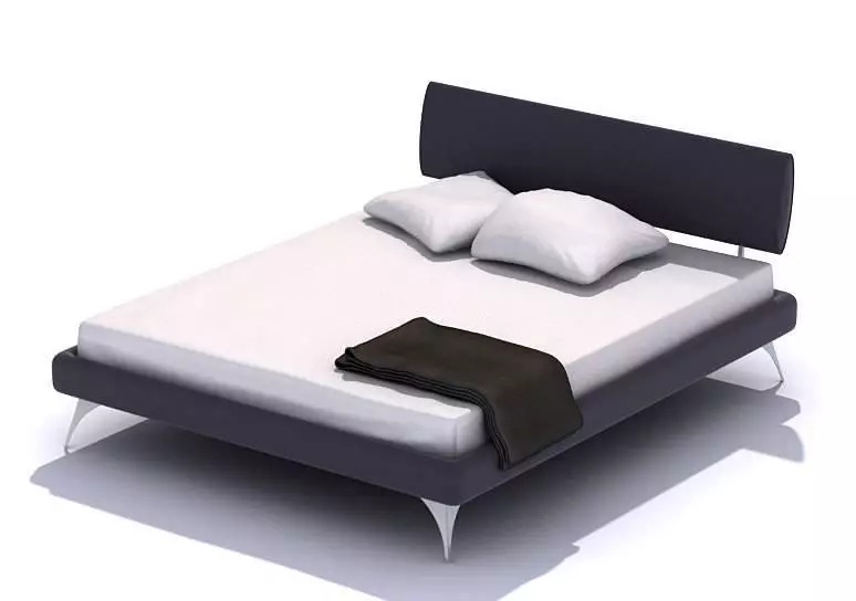 Modern White Double Bed 3D model_0