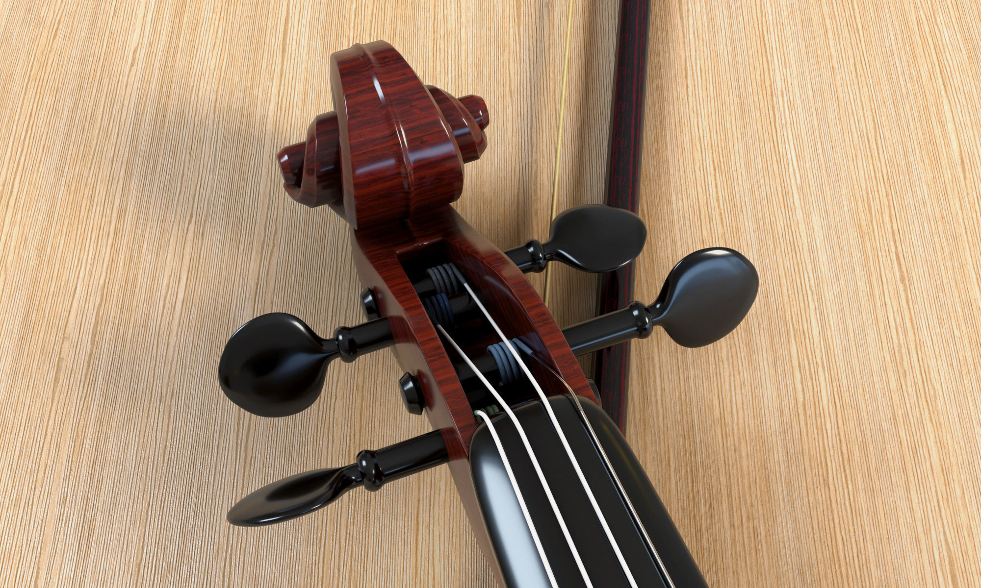 Violin and Bow 3D Model 3D model_4