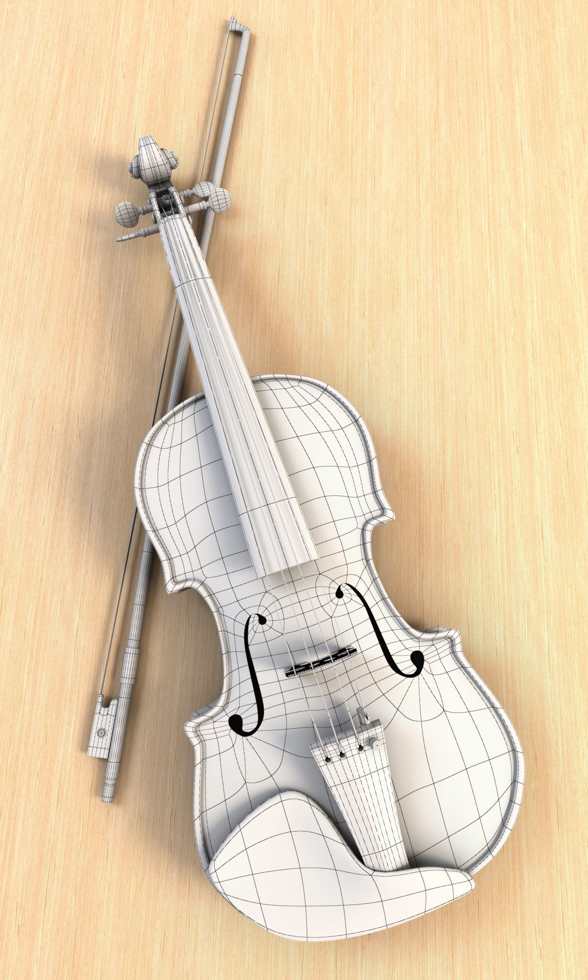 Violin and Bow 3D Model 3D model_7