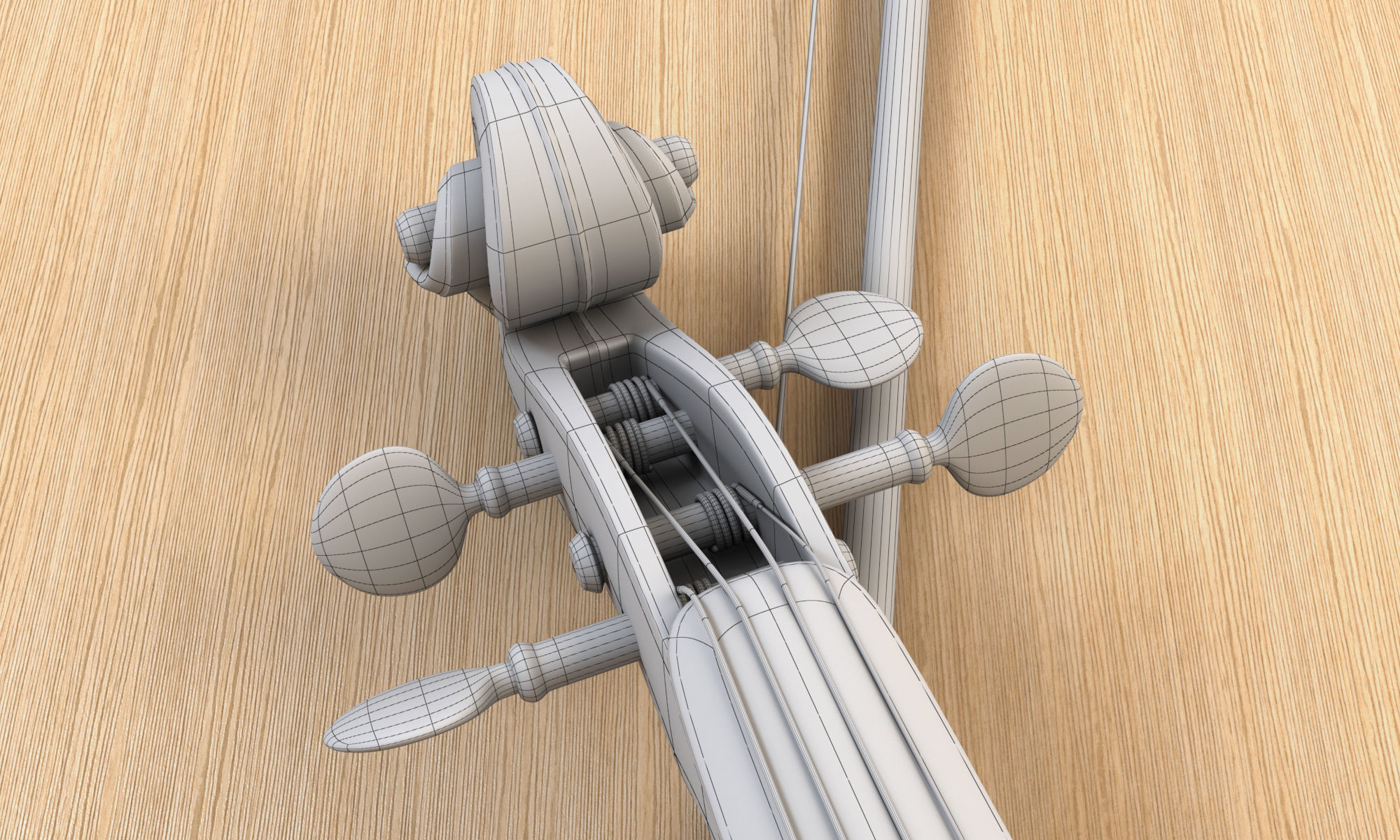 Violin and Bow 3D Model 3D model_5