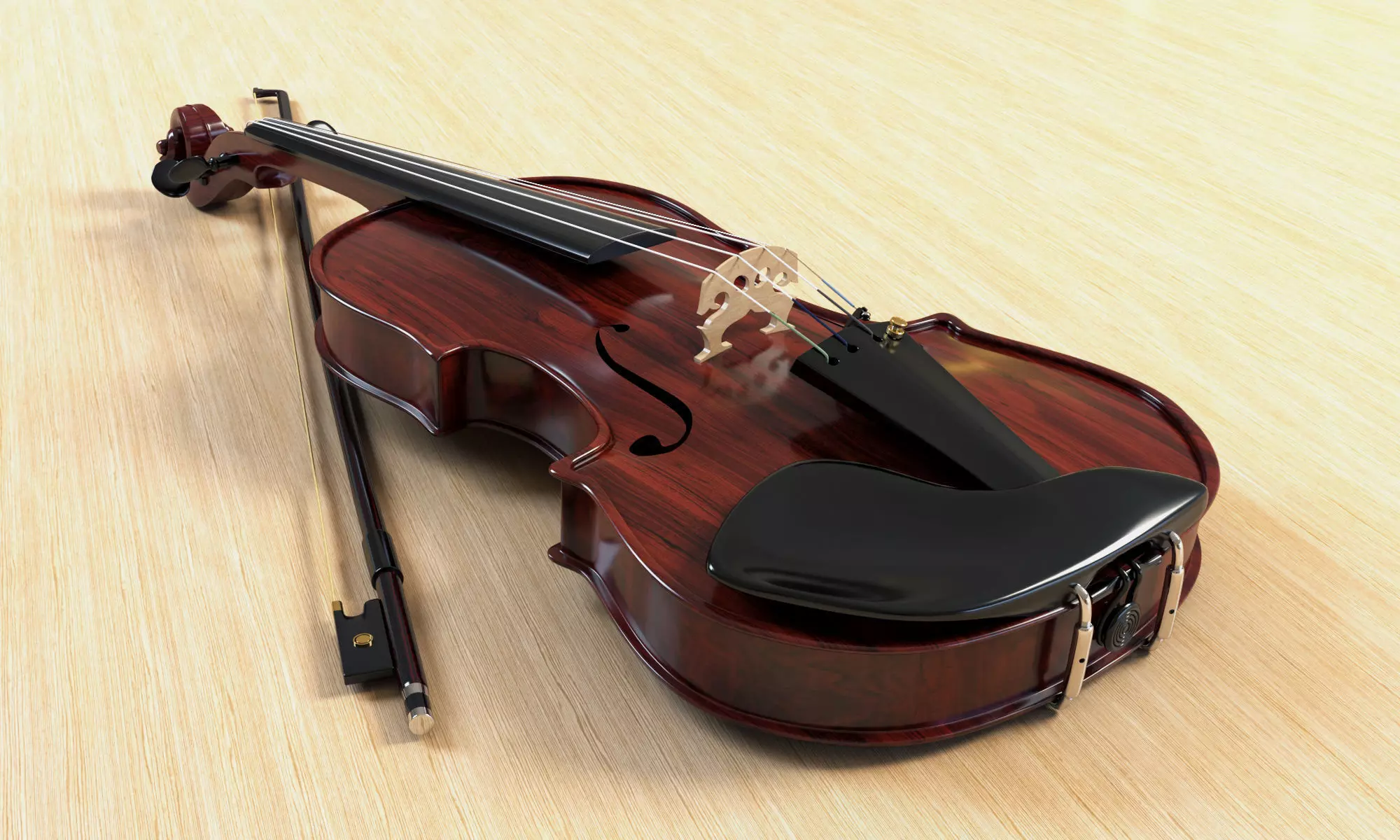 Violin and Bow 3D Model 3D model_0