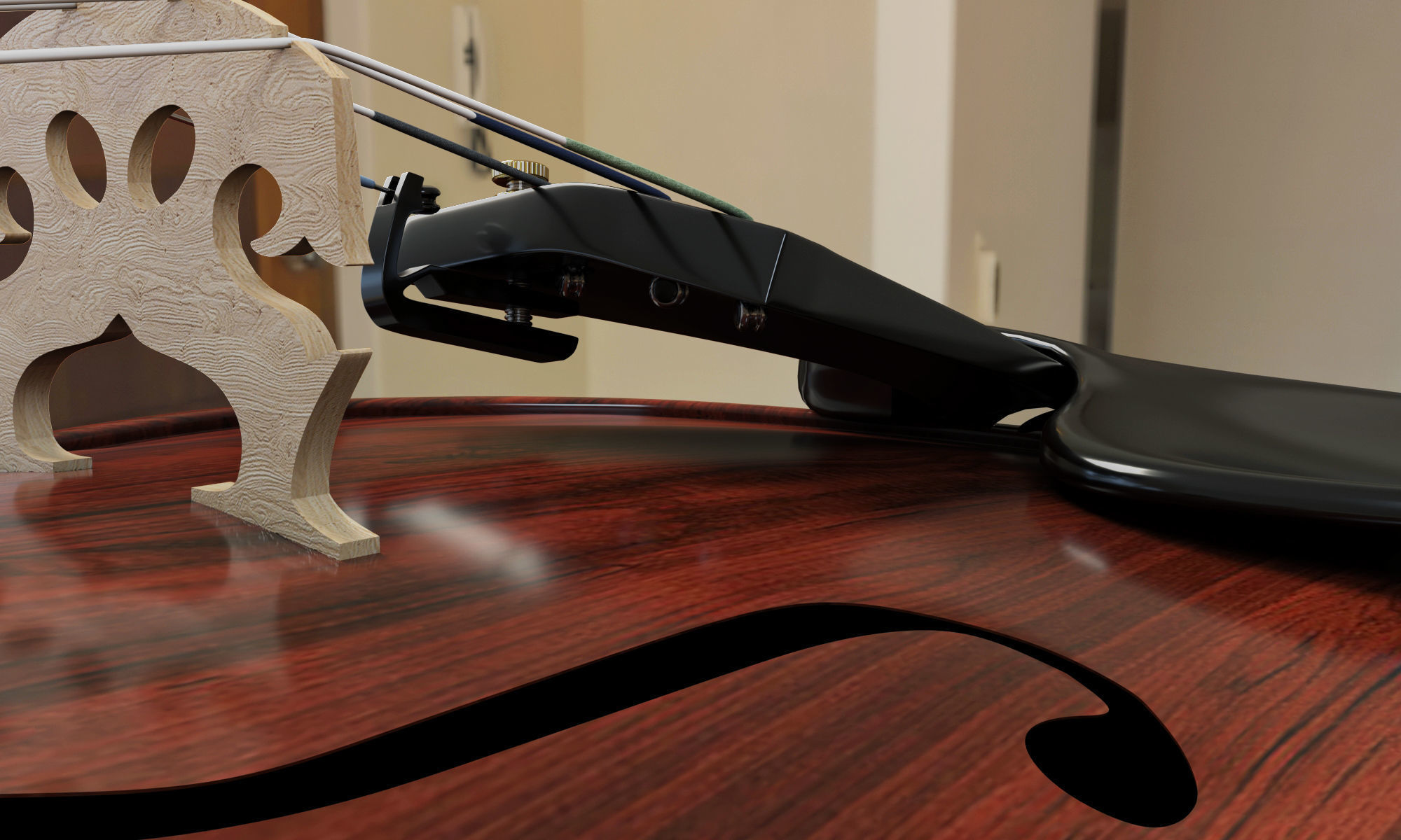 Violin and Bow 3D Model 3D model_2