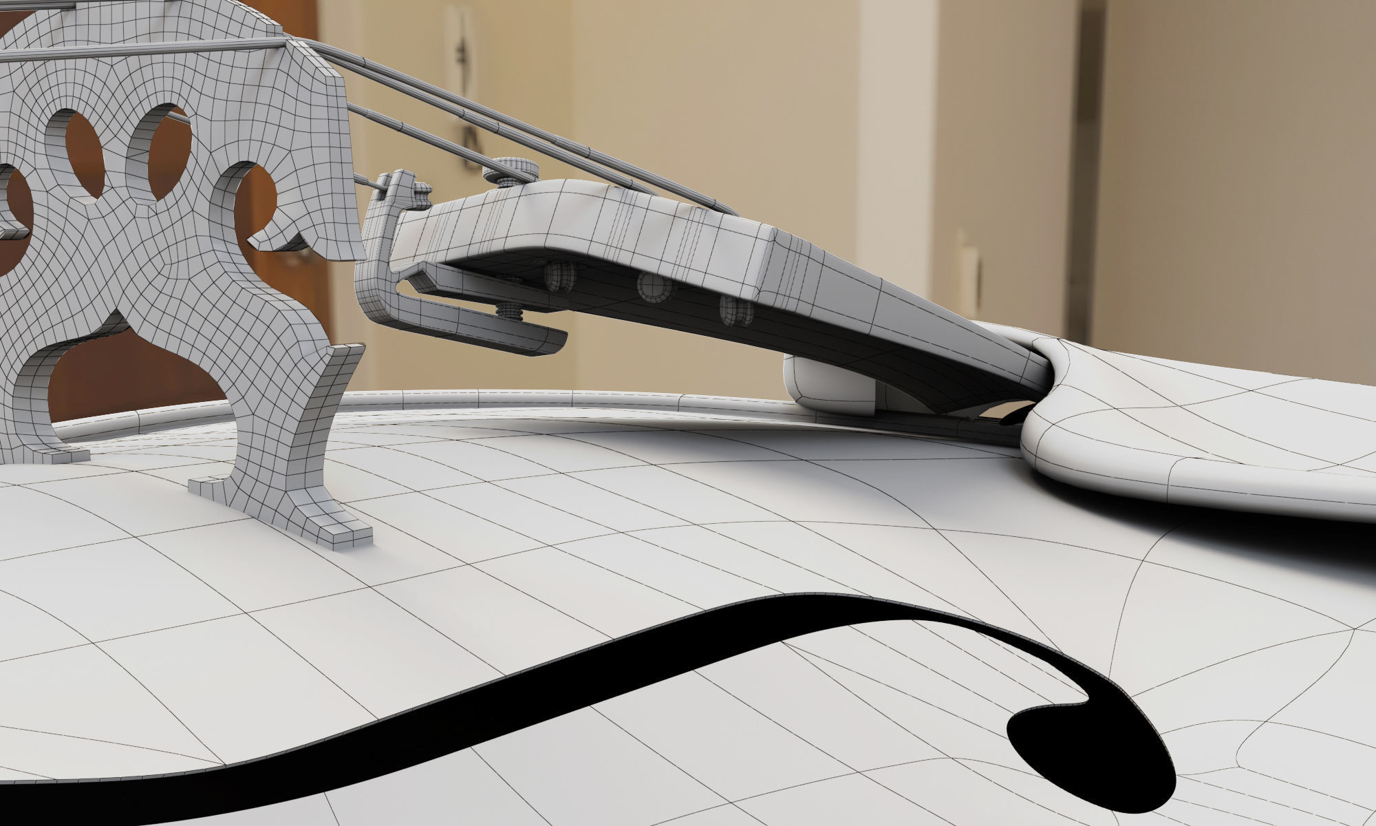 Violin and Bow 3D Model 3D model_3