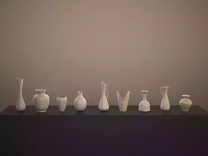 Collection of 9 Vases by Gunnar Nylund for Rorstrand 3D model