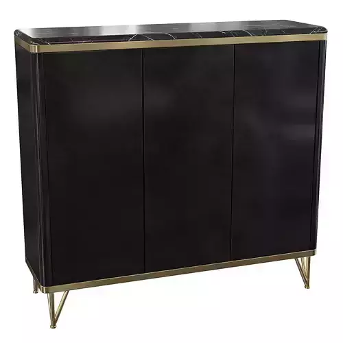 Homary-Modern Black 3 Doors Shoes Storage Cabinet