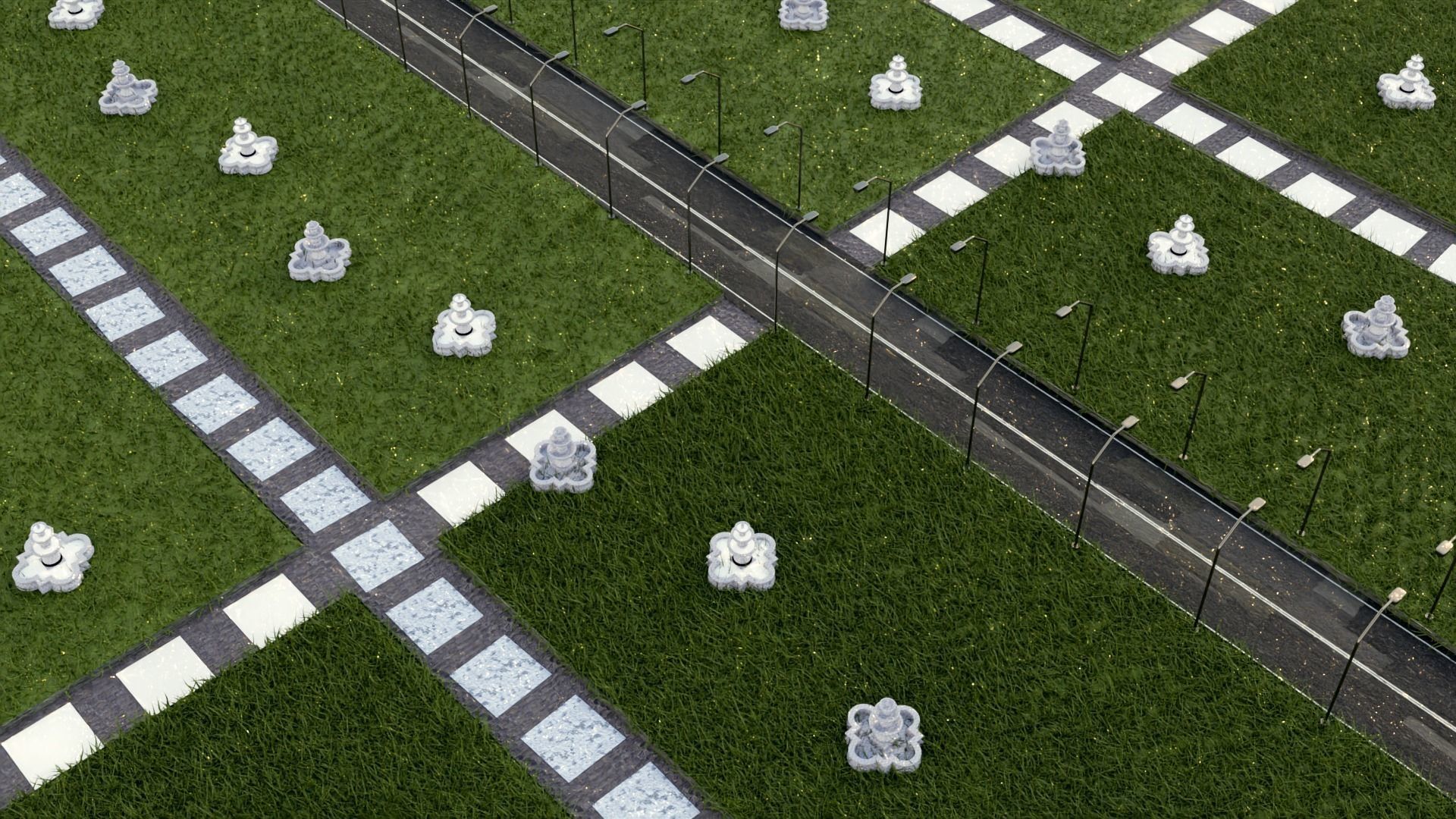 Walk Path Landscape 3D model_9