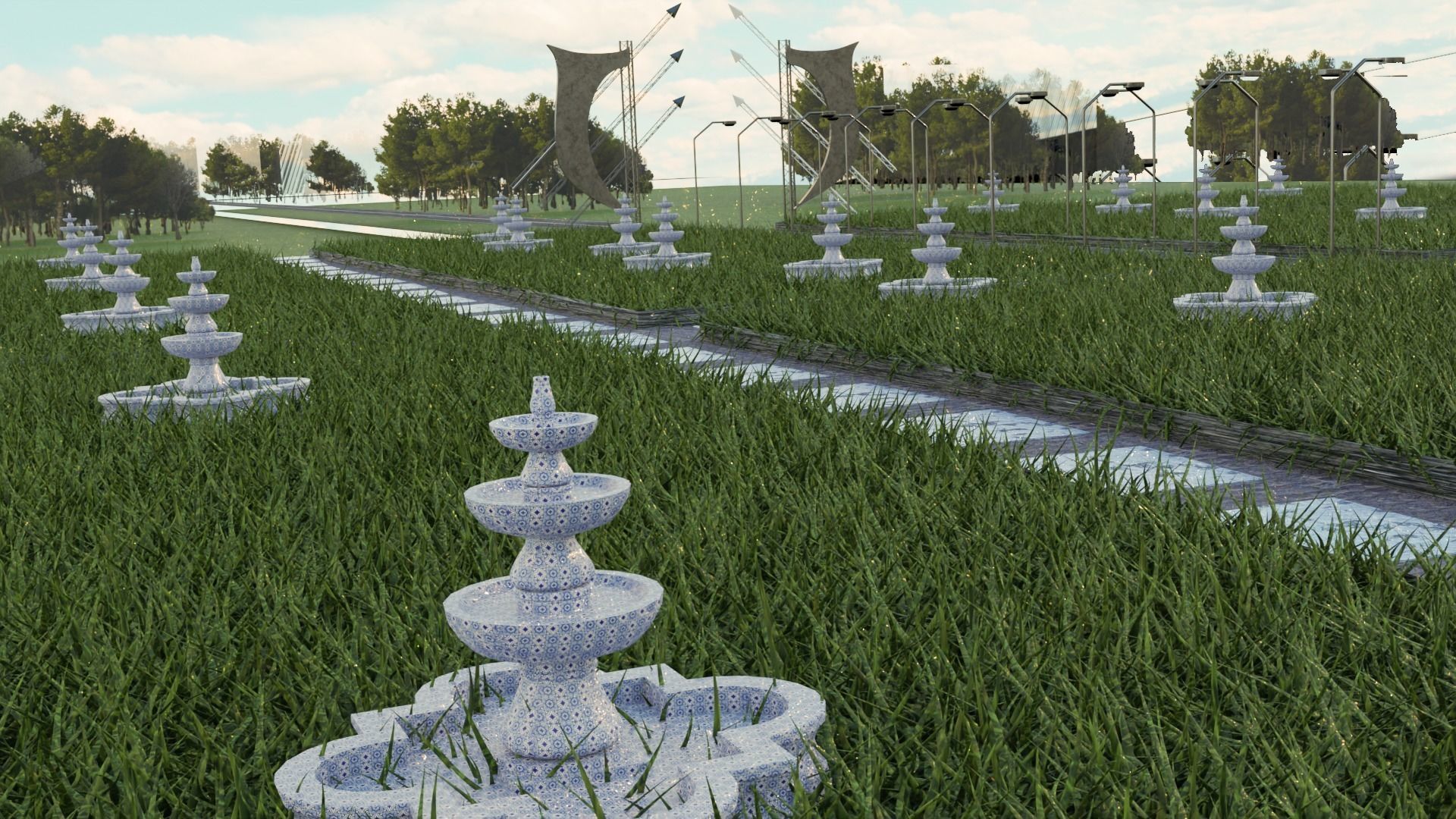 Walk Path Landscape 3D model_10