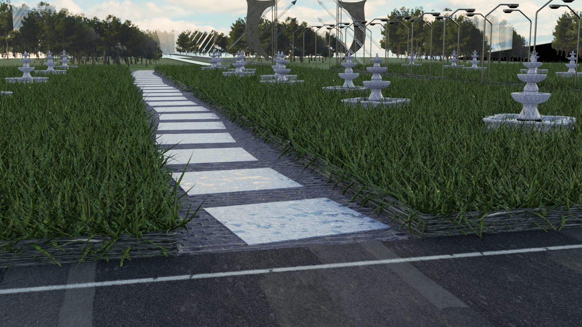 Walk Path Landscape 3D model_11