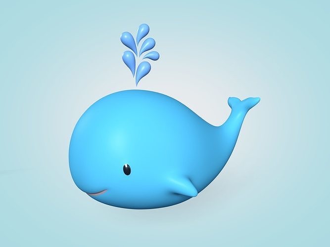Cartoon Whale Low-poly 3D model