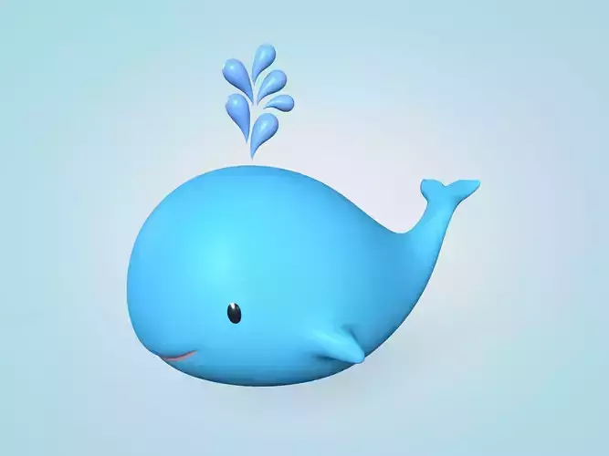 Cartoon Whale Low-poly 3D model