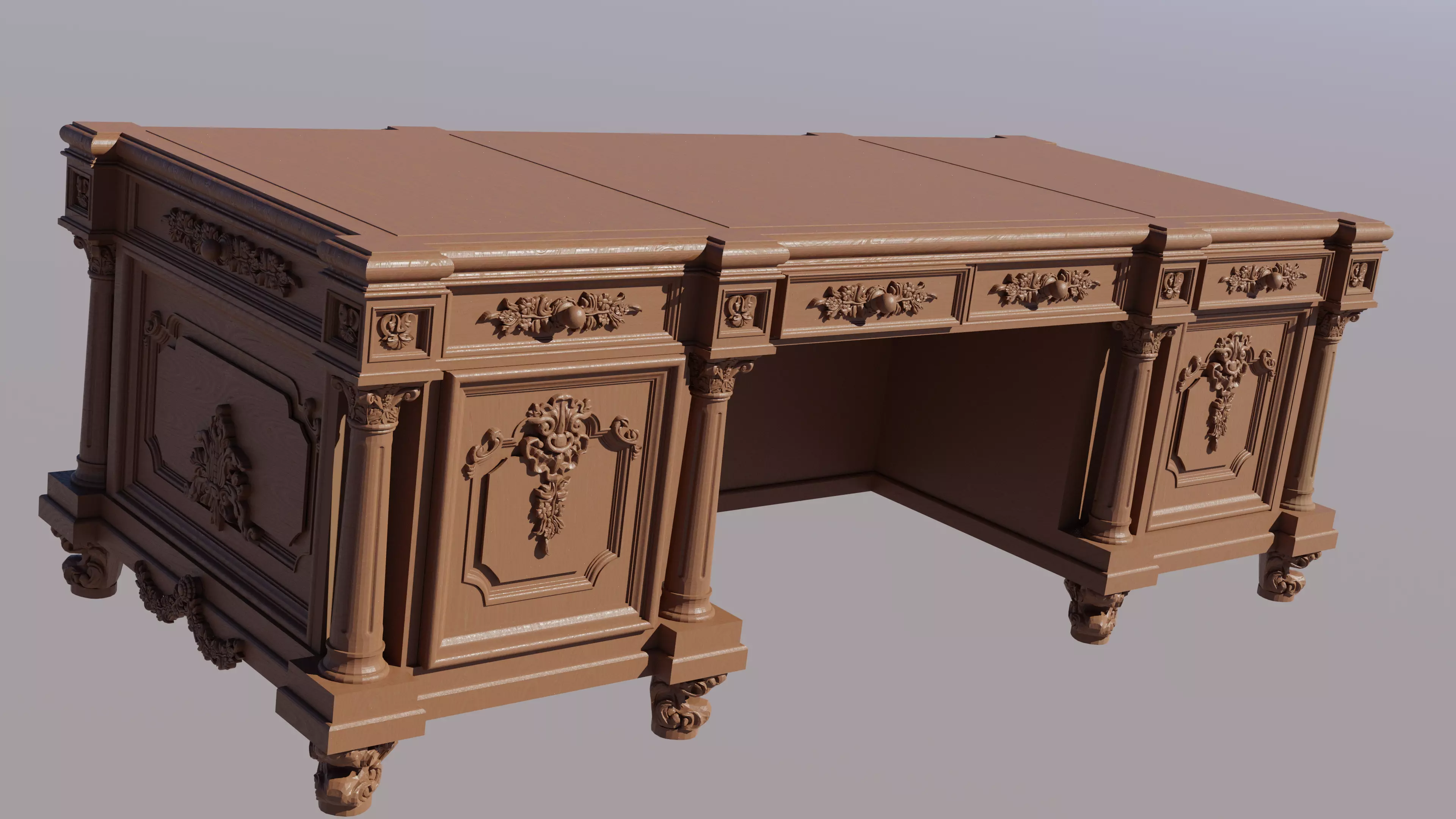 Old wooden Desk Low-poly 3D model