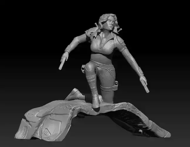 Black Widow Diorama in Snow Suit  3D print model