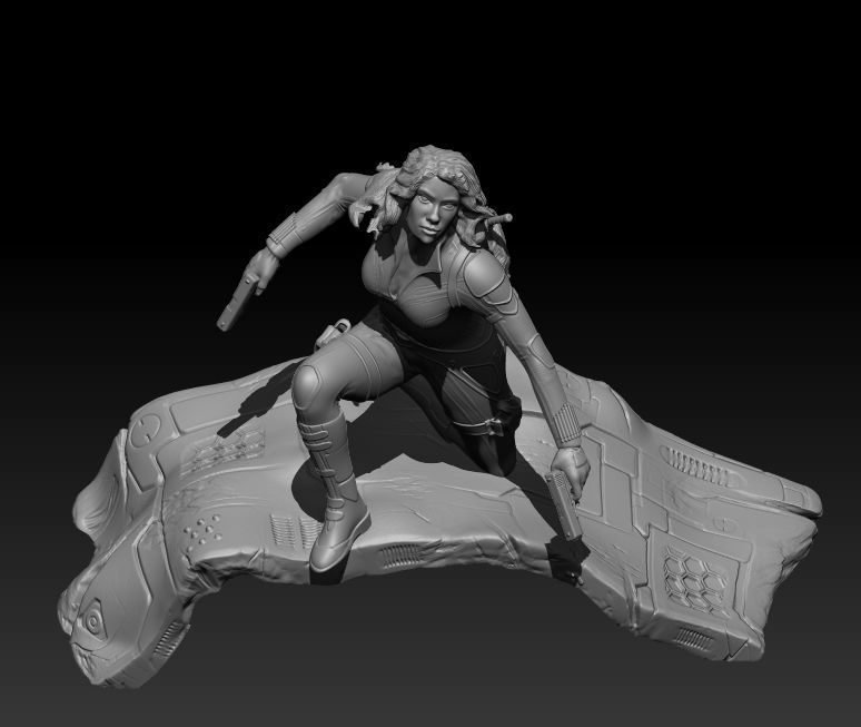 Black Widow Diorama in Snow Suit  3D print model_4