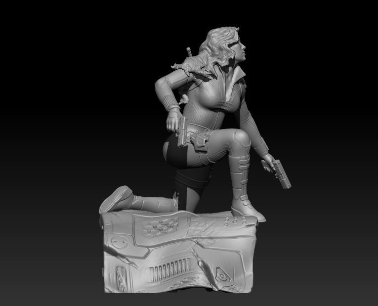 Black Widow Diorama in Snow Suit  3D print model_1