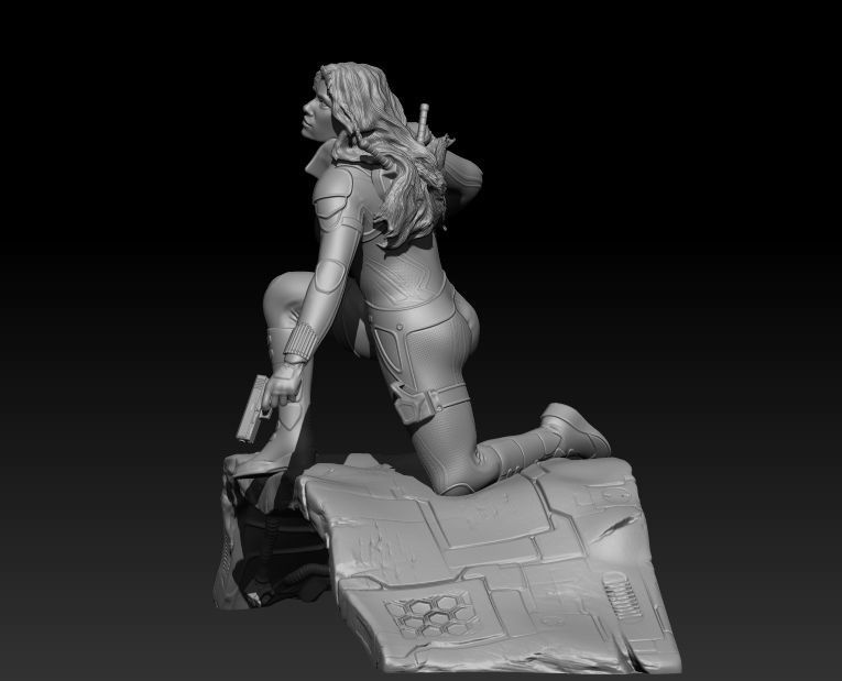 Black Widow Diorama in Snow Suit  3D print model_3