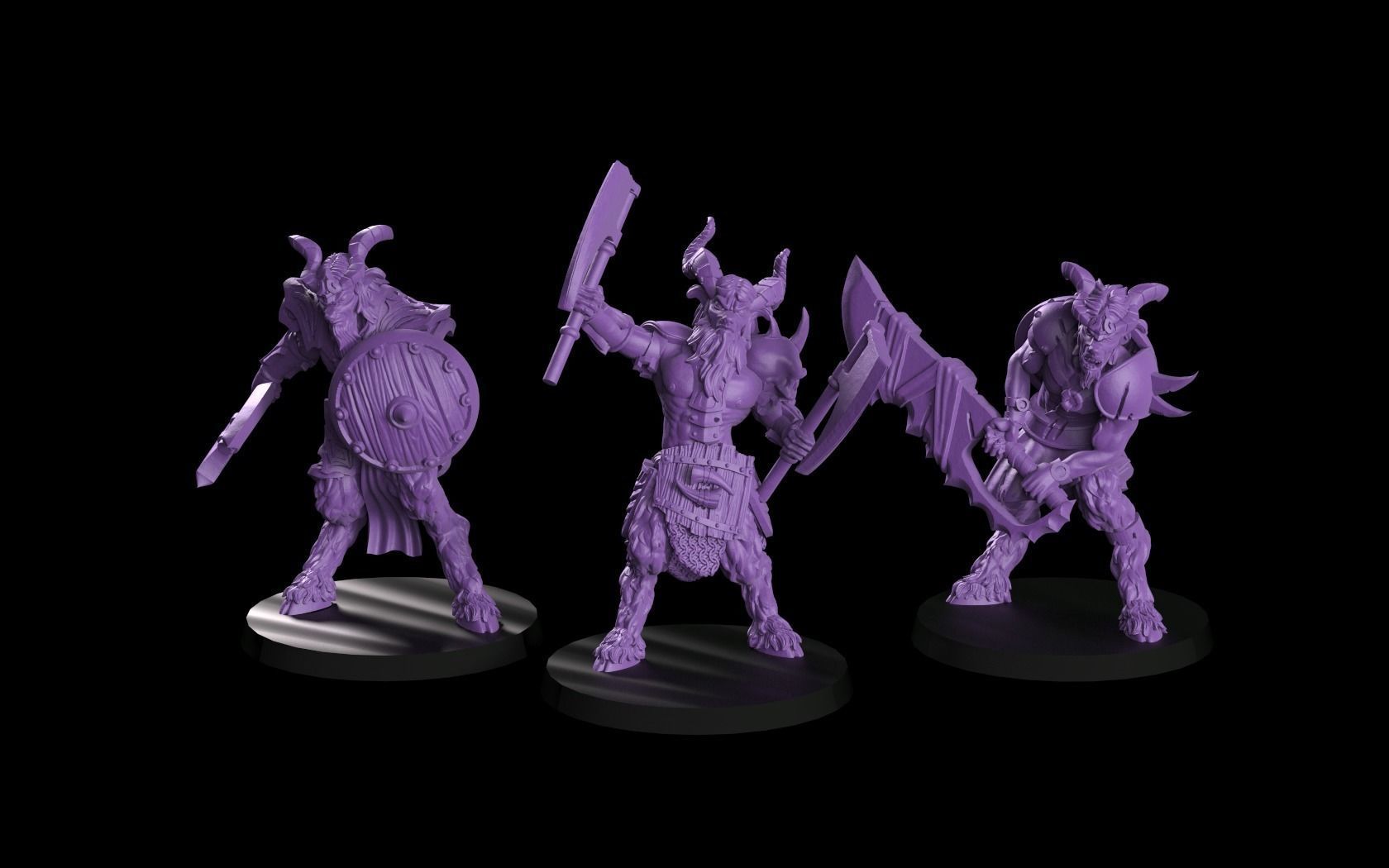 Satyrs three miniatures 3D print model_12