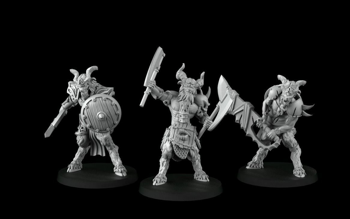 Satyrs three miniatures 3D print model_3