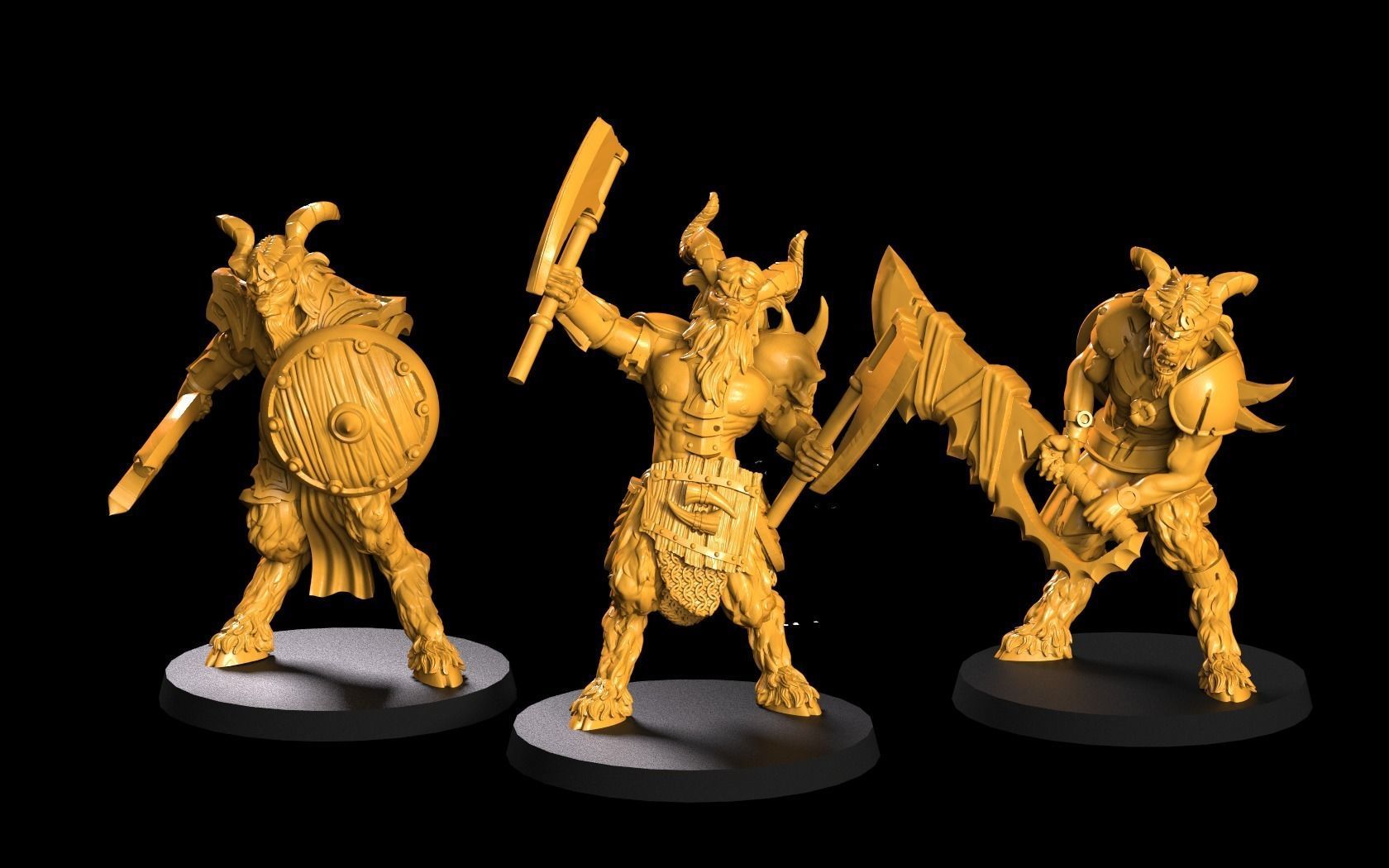 Satyrs three miniatures 3D print model_2