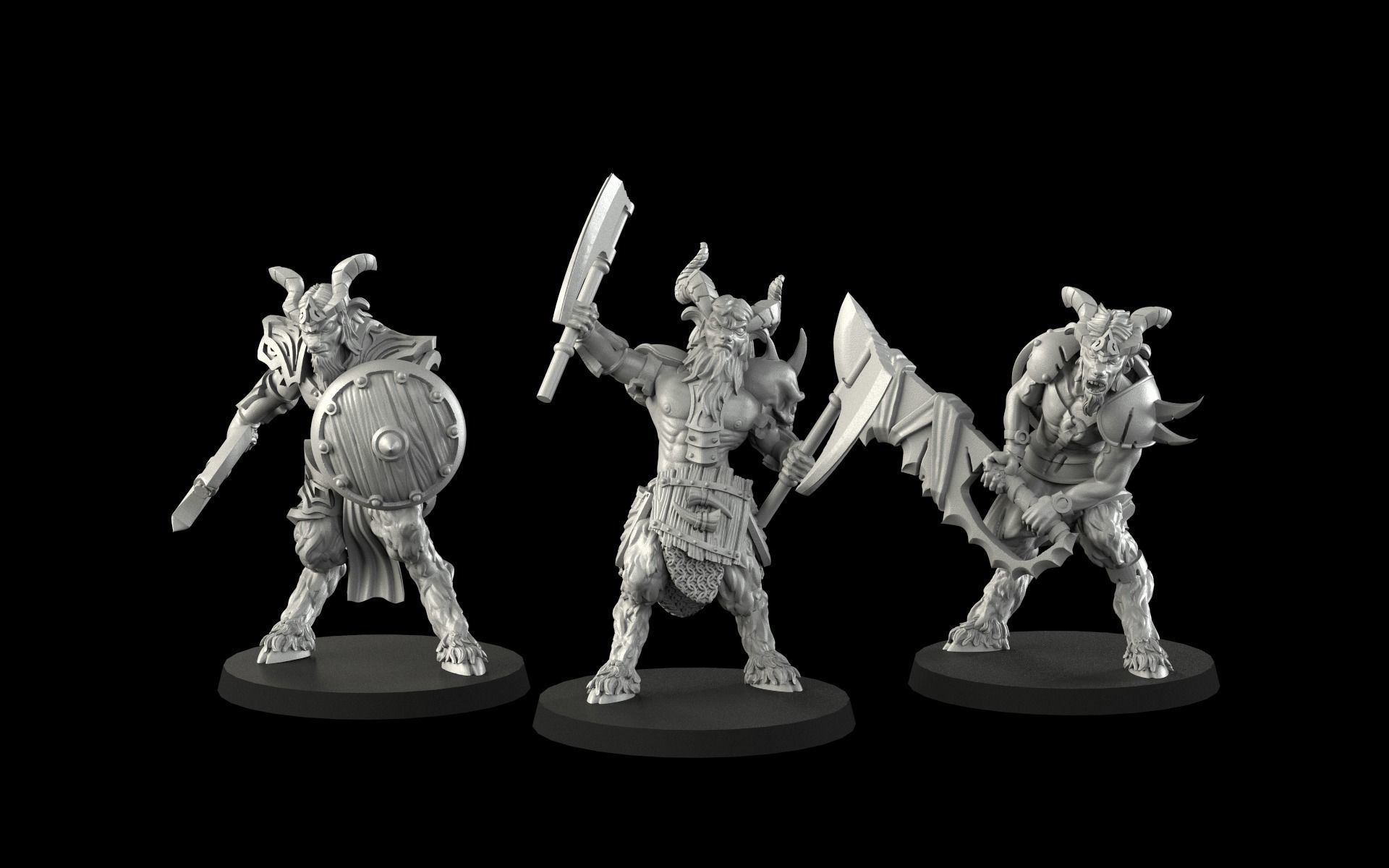 Satyrs three miniatures 3D print model_11