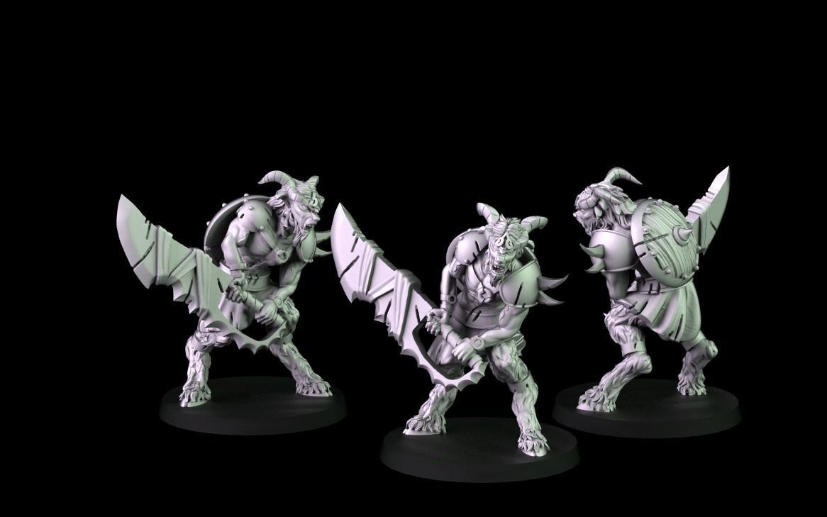 Satyrs three miniatures 3D print model_8