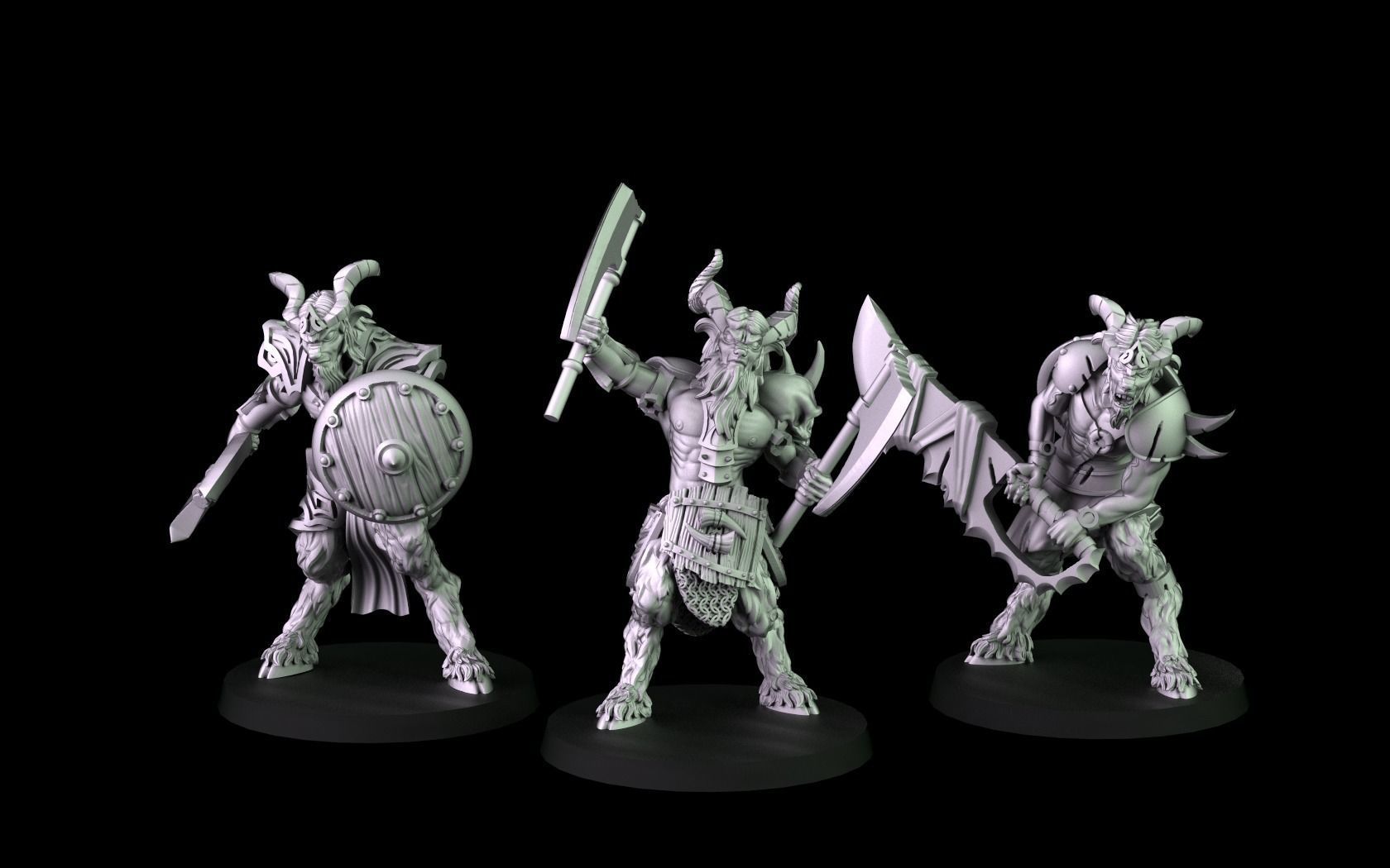 Satyrs three miniatures 3D print model_7