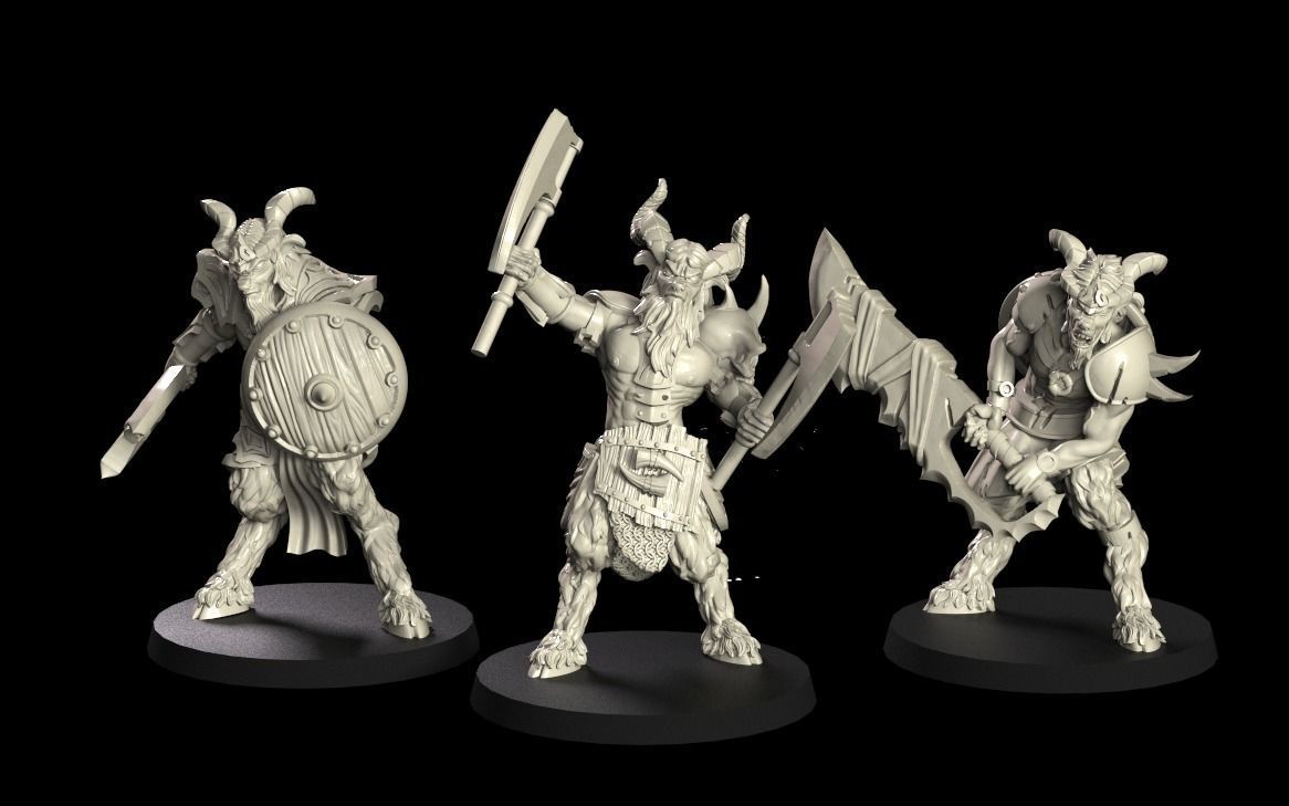 Satyrs three miniatures 3D print model_1