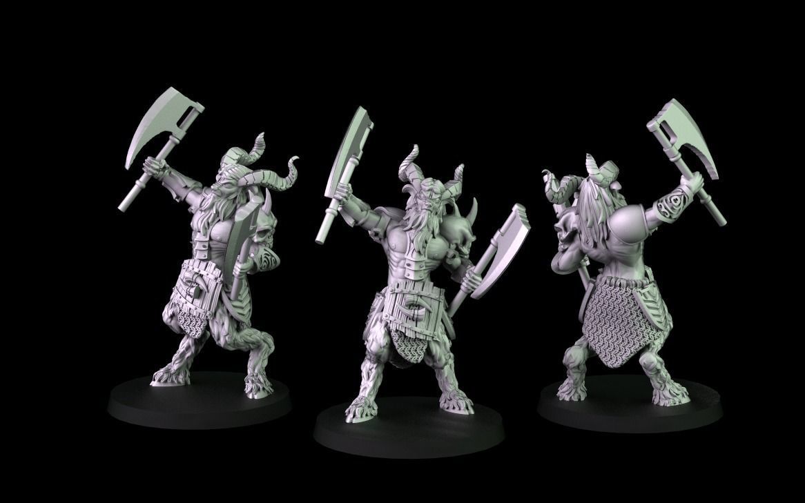 Satyrs three miniatures 3D print model_9