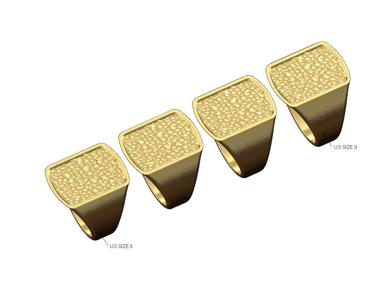 Dog tag signet with hammered textured top US sizes 6to9 3D print model_1