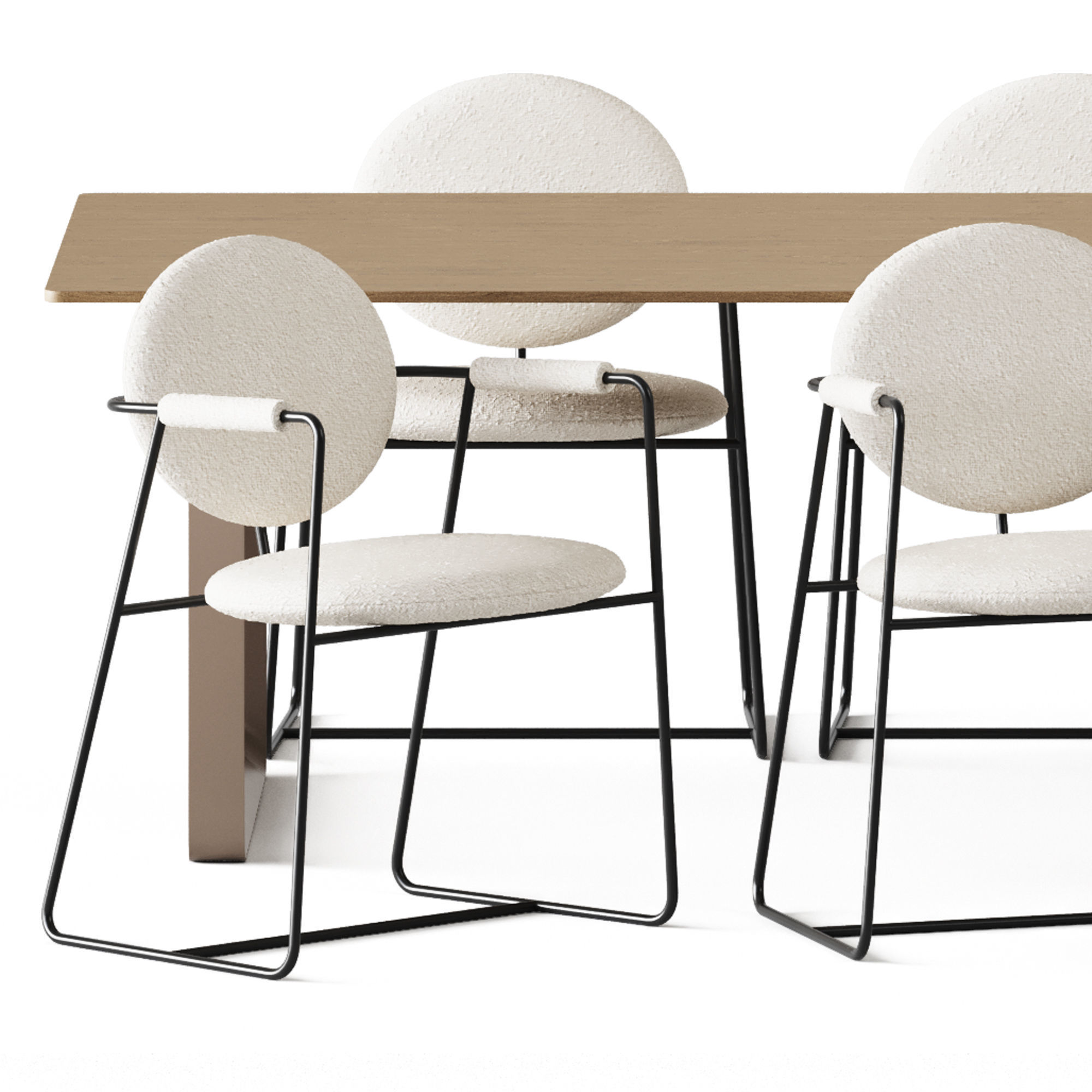 Table Solid Oak by Muuto and Gemma Chair by Baxter 3D model_2