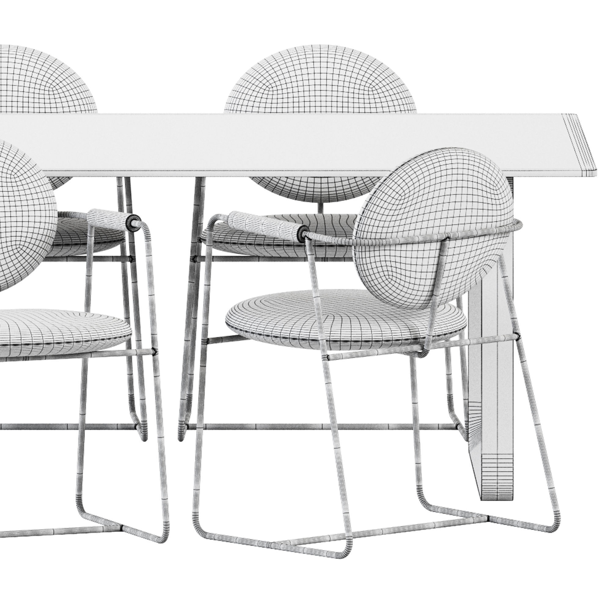 Table Solid Oak by Muuto and Gemma Chair by Baxter 3D model_6