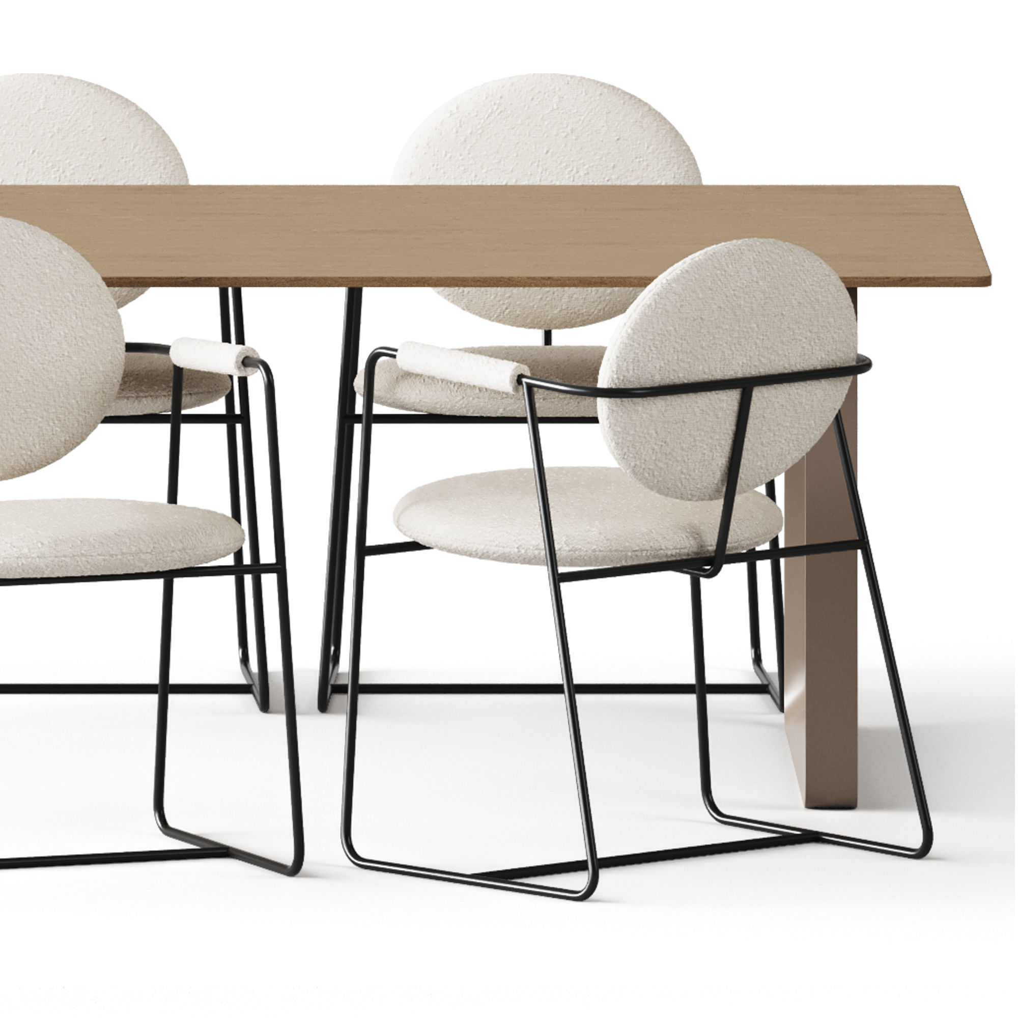 Table Solid Oak by Muuto and Gemma Chair by Baxter 3D model_4