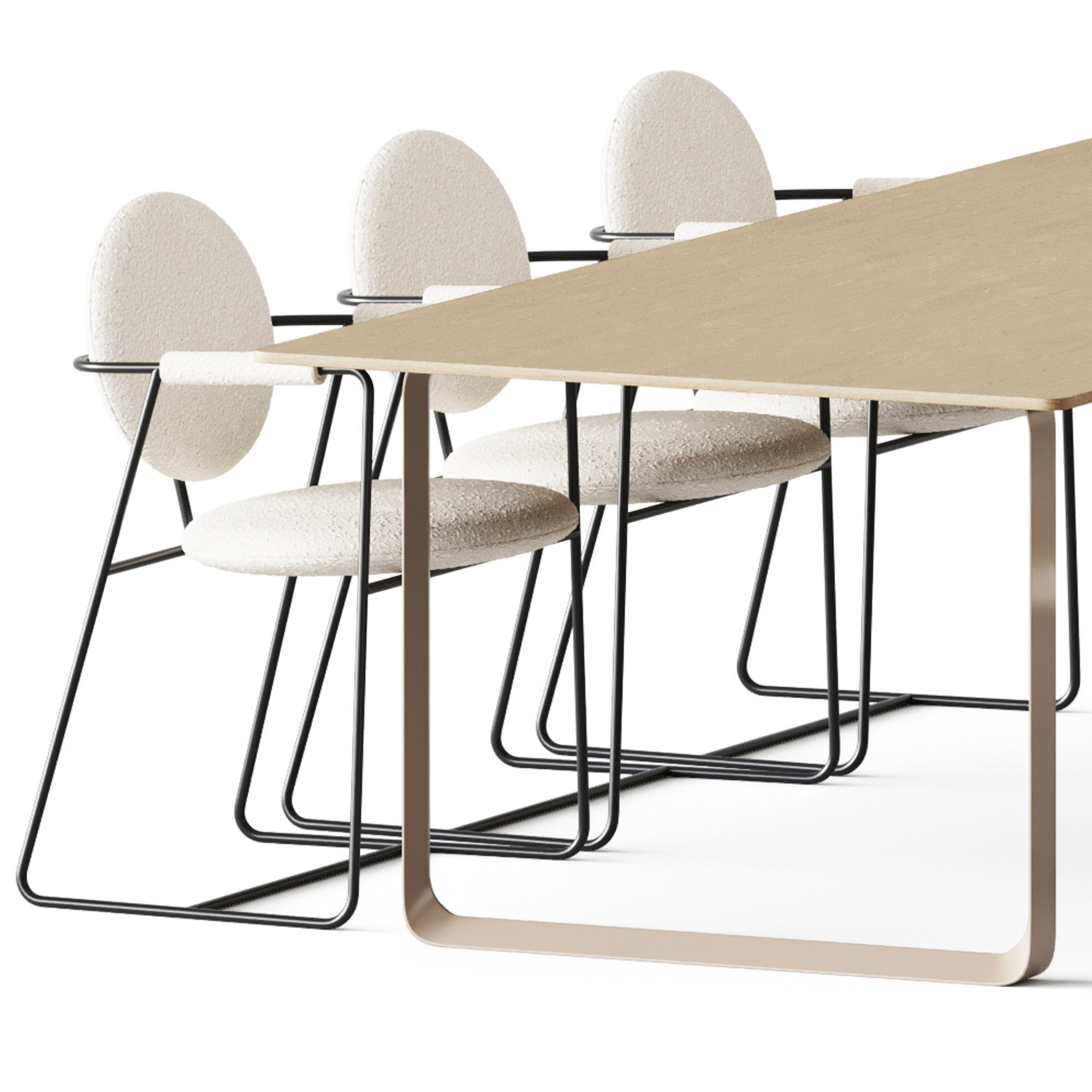 Table Solid Oak by Muuto and Gemma Chair by Baxter 3D model_1