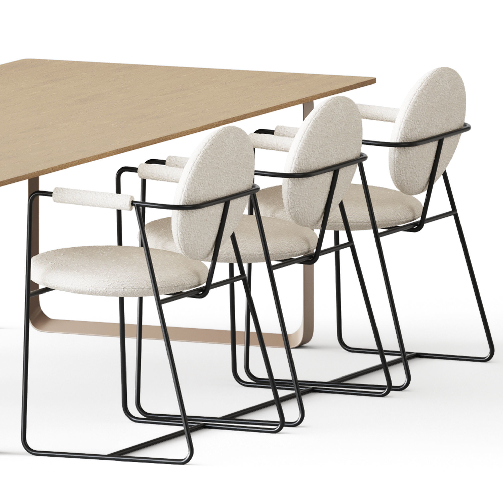 Table Solid Oak by Muuto and Gemma Chair by Baxter 3D model_3