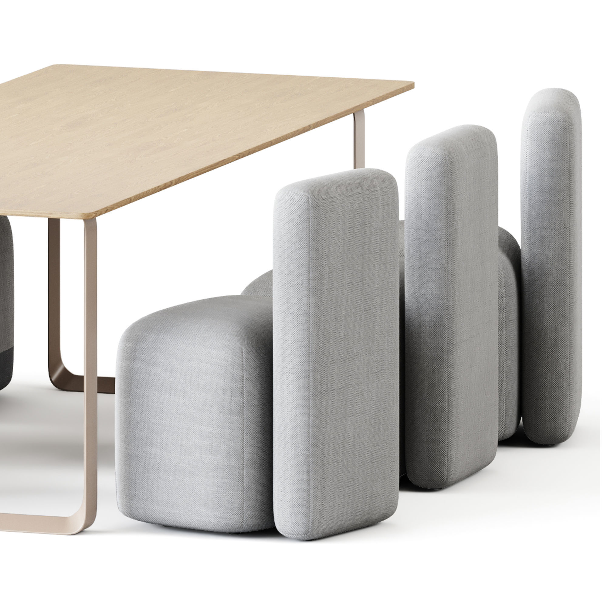 Table Solid Oak by Muuto and Season Armchair by Viccarbe 3D model_3