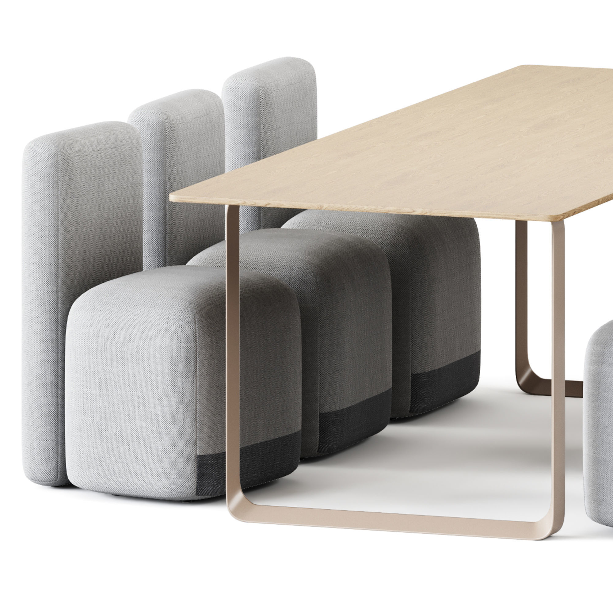 Table Solid Oak by Muuto and Season Armchair by Viccarbe 3D model_1