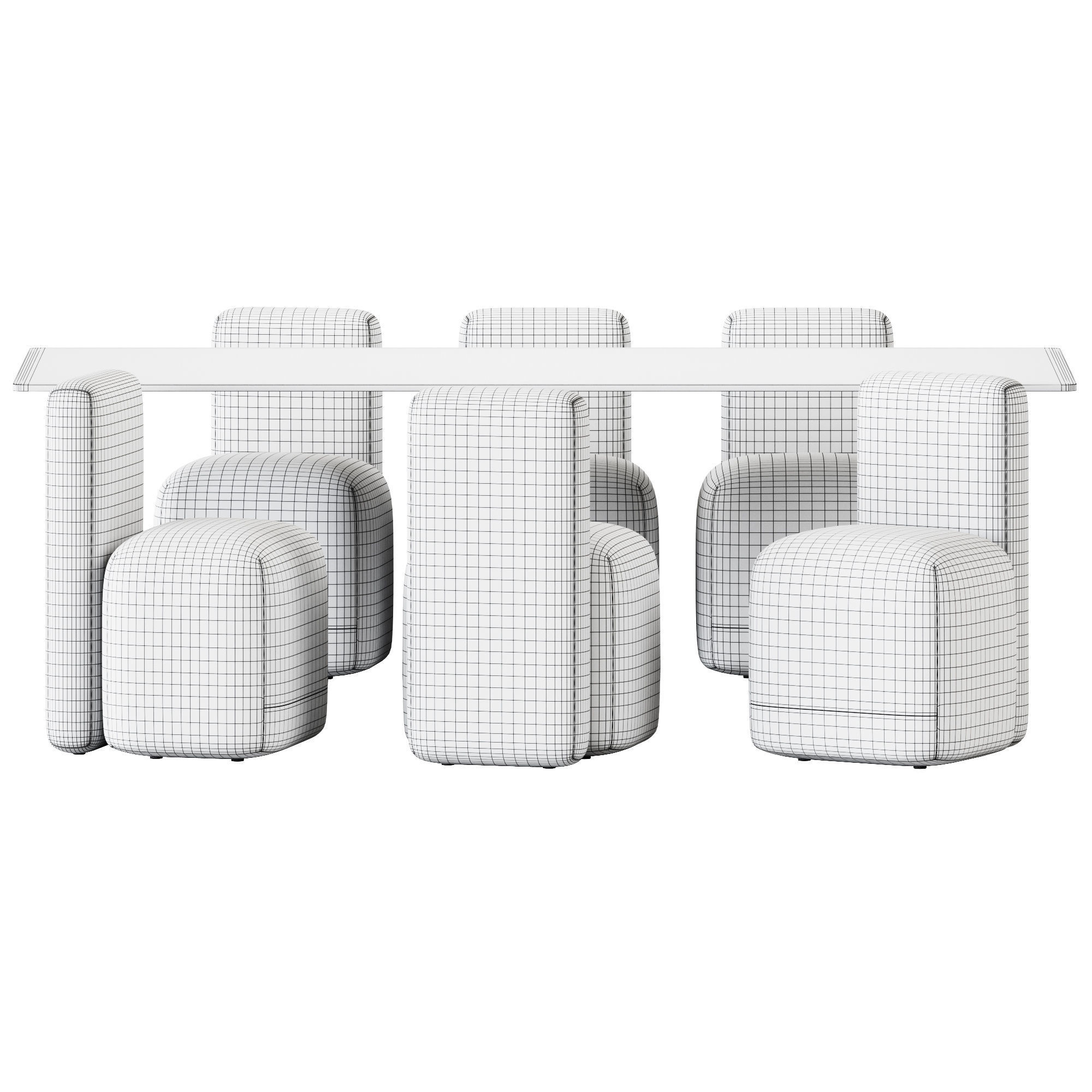 Table Solid Oak by Muuto and Season Armchair by Viccarbe 3D model_5