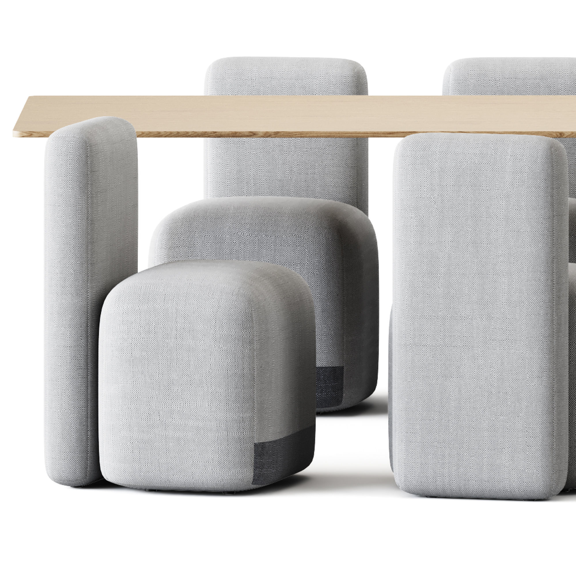 Table Solid Oak by Muuto and Season Armchair by Viccarbe 3D model_2