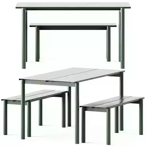 Linear Steel Garden Set L 140cm Table and Bench by Muuto