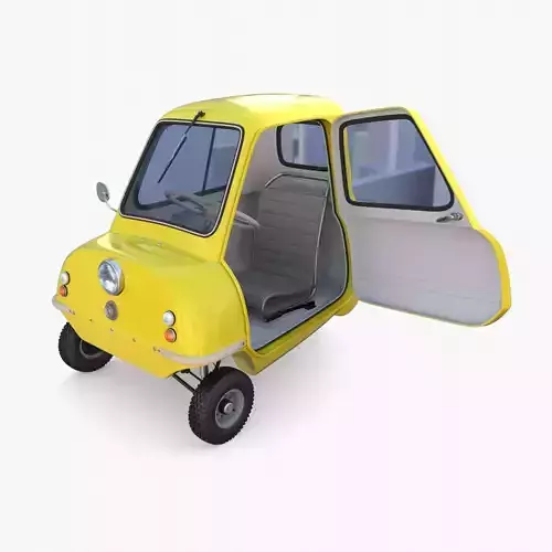 Peel P50 Yellow with interior and chassis 3D model
